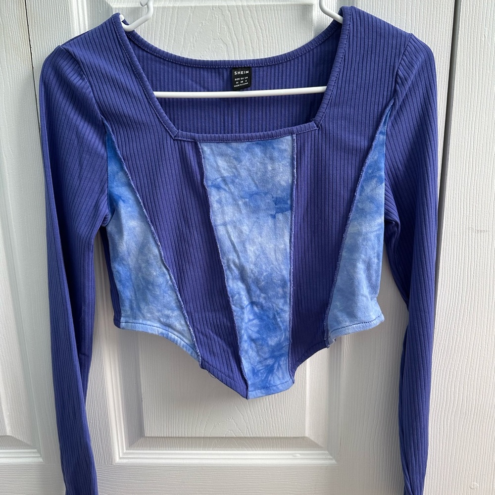 Purple Long Sleeve Crop Top